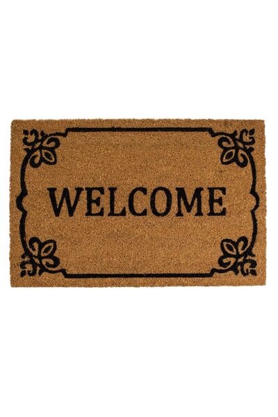 OEM Καφέ χαλάκι εισόδου με μαύρο περίγραμμα και μήνυμα  "Welcome " 60x40εκ.