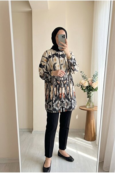 Kirazca Butik Women's Patterned Comfortable Fit Hijab Tunic