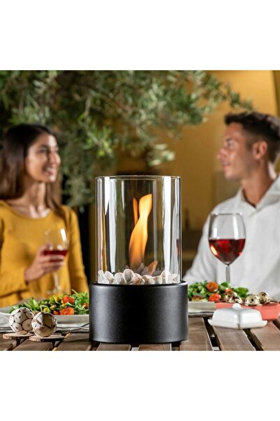 OEM Decorative Mini Fireplace with Glass Cylinder Ø12x21cm
