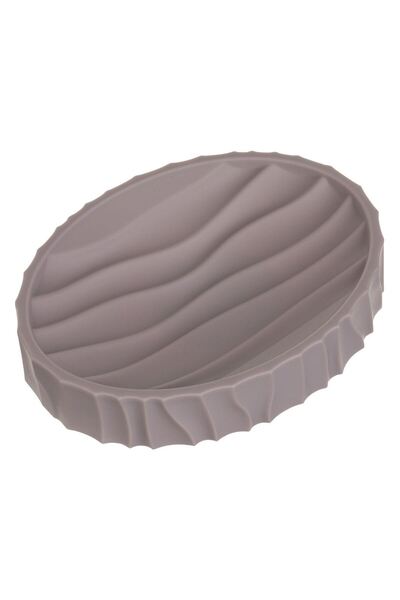OEM Savoniera din Plastic Ovala Taupe cu Model Waves 13x10cm