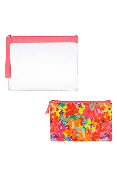 OEM Transparent Eyeshadow Palette Set Neon Fuchsia & Floral with Handle 27x21...