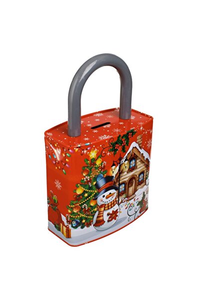 OEM Μεταλλικός κουμπαράς σε σχήμα κλειδαριάς με χριστουγεννιάτικο σχέδιο 16x8...