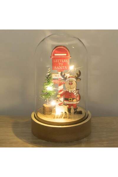 OEM Cupola Decorativa de Craciun cu Ren din Lemn & LED Ø7,5x12cm