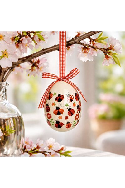 OEM Διακοσμητική Πασχαλινή Λαυράκια Αυγού Λευκά Ζωγραφισμένη με Σχέδιο 7,5 εκ...