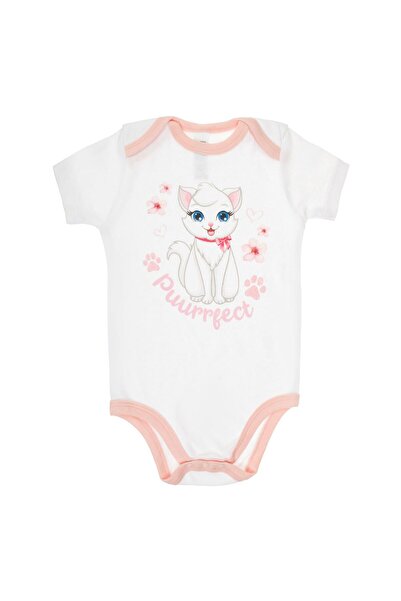 OEM White Cotton Short Sleeve Cat Bodysuit for Babies 12-18 Months