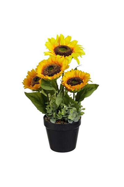 OEM Decorative Black Flower Pot with Artificial Sunflower Flower Ø13x33cm