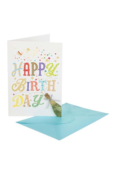 OEM Λευκή Κάρτα Γενεθλίων με τρισδιάστατο γυάλινο φιόγκο κονφετί  "Χρόνια Πολ...