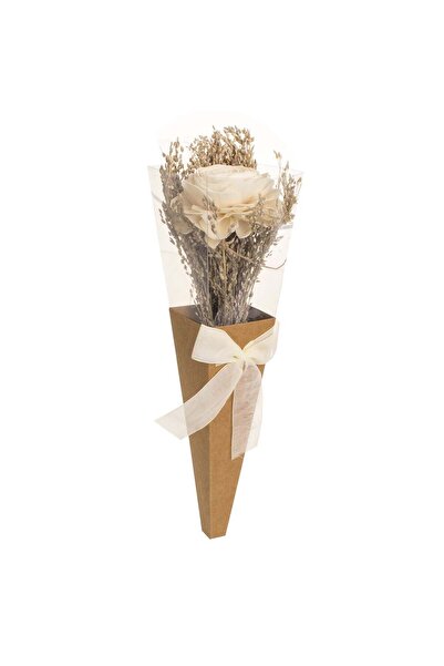 OEM Buchet cu Flori Artificiale Trandafir Crem in Ambalaj 30 centimetri
