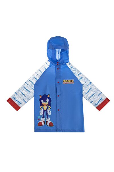 OEM Sonic Blue Raincoat with Transparent Sleeves for Kids - One Size