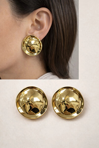 naaksesuar Gold Plated Wavy Form Earrings Modern Design