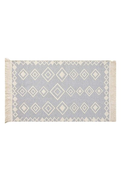 OEM Ecru Grey Carpet with Tufted Pattern and Fringes 90x60cm