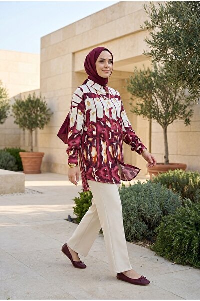 Kirazca Butik Women's Patterned Comfortable Fit Hijab Tunic