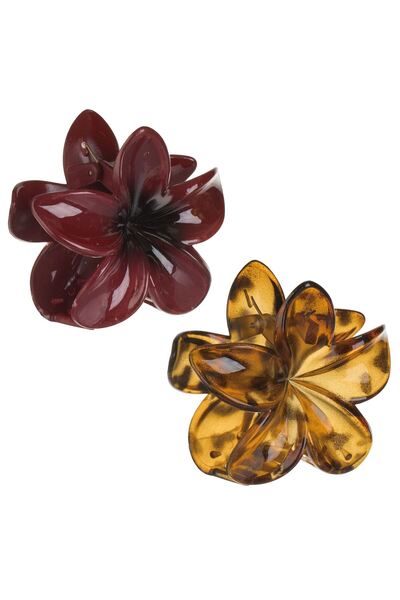 OEM Clame Par in Forma de Floare Lucioasa Bordo & Maro 8 centimetri - 2buc