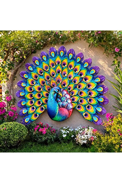 OEM Πολύχρωμο Κρεμαστό Μεταλλικό Παγώνι 49.5x37.5 εκατοστά