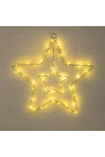 OEM Διακοσμητικό Ασημένιο Χριστουγεννιάτικο Αστέρι με 70 Λαμπάκια LED 35x35εκ...