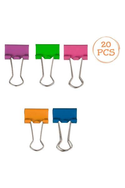 OEM Multicolored Metal Office Clips 19mm - 20pcs