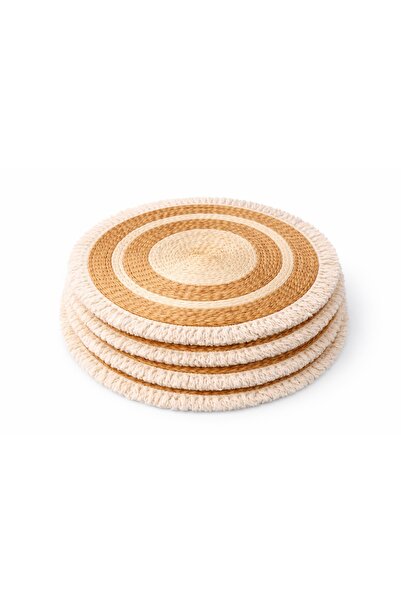 OEM Στρογγυλή πετσέτα τραπεζιού από γιούτα με λευκά κρόσσια, Πολυτελής διακοσ...