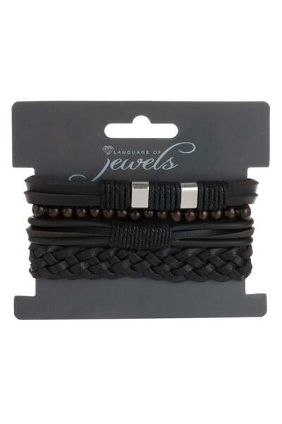 OEM Bratari de Vara Unisex Negre Maro cu Detalii din Piele de Culoare Arginti...