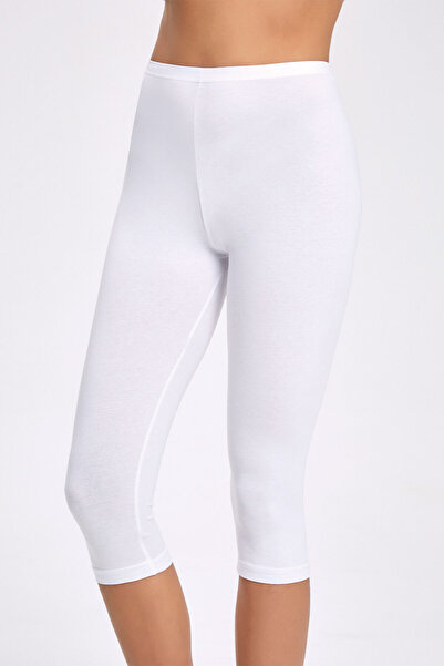İlke Women's Elastane Knee-Length Capri Leggings with Waist Band Detail