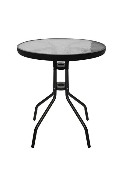 OEM Black Metal Table with Glass Top Ø60x70cm
