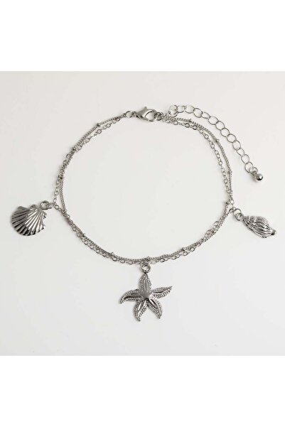 OEM Women's Silver Color Starfish Shell Double Chain Anklet