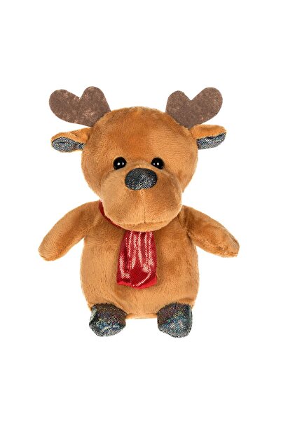 OEM Shiny Plush Christmas Reindeer with Red Scarf 18 centimeters
