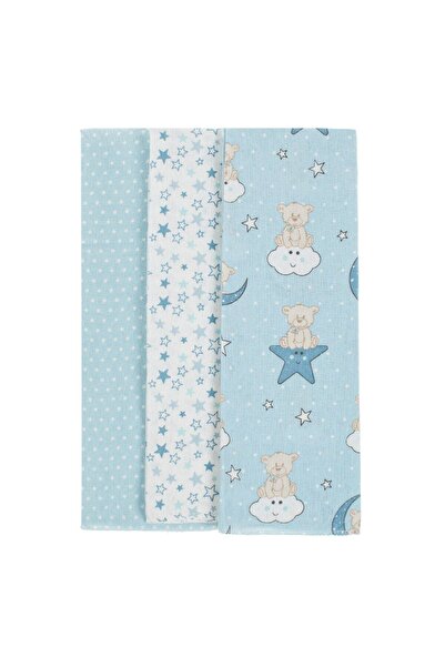 OEM Set Cearceafuri Finet Ciel Alb cu Model Ursuleti Stele Buline 80x80cm - 3buc