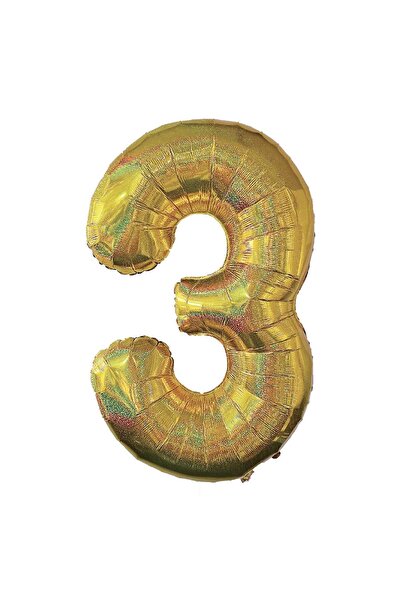 OEM Holographic Gold Metallic Foil Party Balloon No.3 - 110 centimeters