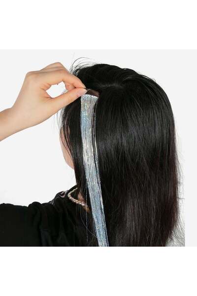 OEM Ίσια Ασημί Ολογραφική Τρέσα Μαλλιών 51 εκατοστά