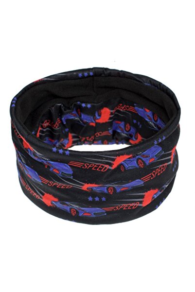 OEM Fular Circular Negru cu Masini Albastre & Captuseala Fleece pentru Baieti...