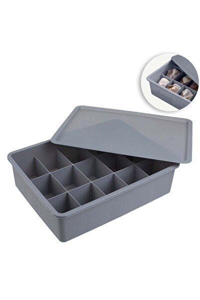 OEM Gray Plastic Organizer with 15 Compartments & Lid 31.3x23.5x8cm