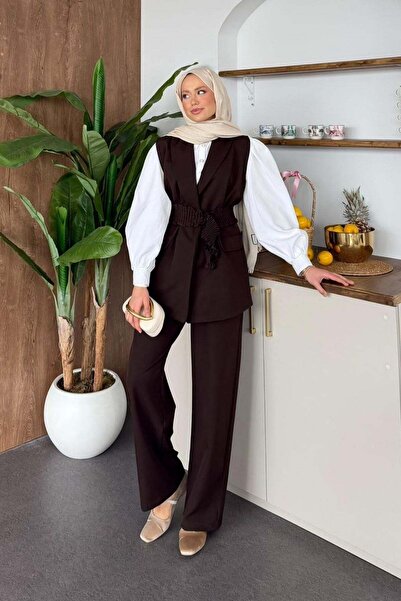 Hazamoda Hicran Ελαστικό Σετ Καφέ