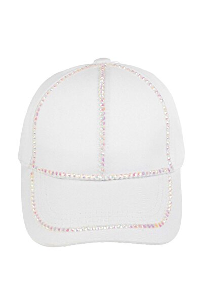 OEM Sapca Alba cu Dungi din Stras Holografic pentru Adolescenti