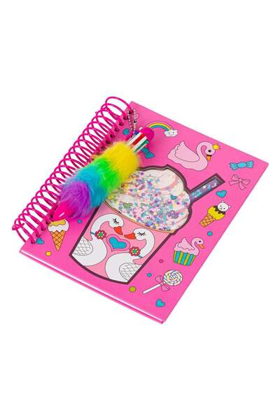 OEM Agenda cu Spirala Roz Lebada Ice Drink Pix Pufos 7.5x20.5cm - 64F