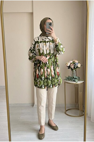 Kirazca Butik Women's Patterned Comfortable Fit Hijab Tunic