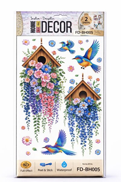 OEM 8D Decorative Wall Sticker with Birdhouses, Flowers and Colorful Birds, H...