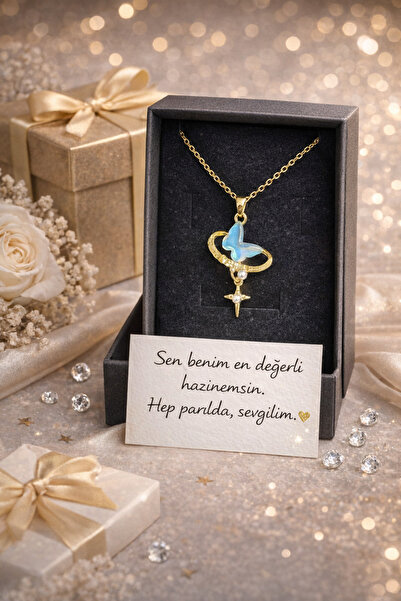 Selvica Zarif Kelebek Kolye Doğum Günü Hediyesi Kız Arkadaşa Hediye Sevgiliye