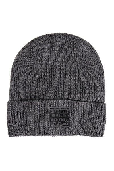 OEM Caciula Tricotata Gri cu Captuseala Fleece & Patch PU "1994" pentru Barbati