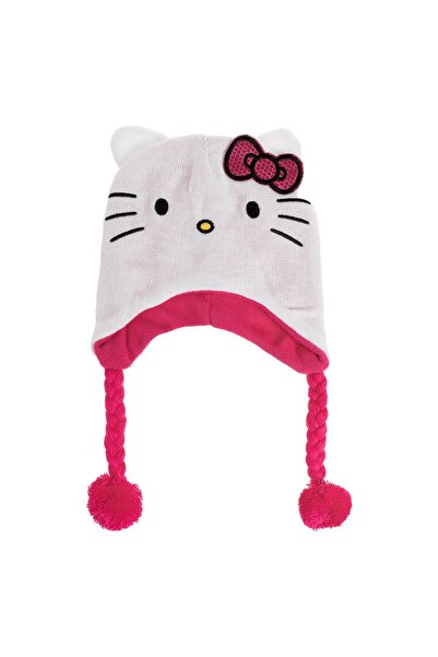 OEM White Hello Kitty Pompom & Lining Hat for Kids
