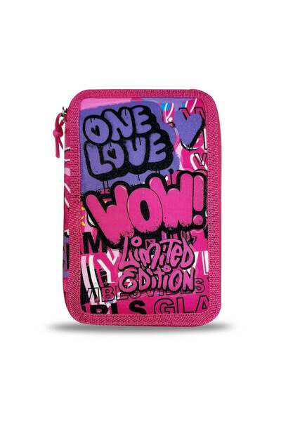 OEM Τριπλή Θήκη Μολυβιών Φούξια Λιλά Ροζ  "Μία αγάπη " 12.5x6x19.5 εκατοστά -...