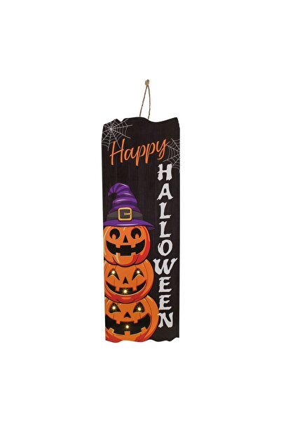 OEM Decoratiune de Halloween Suspendabila din Lemn Neagra Dovleci cu LED "Hap...