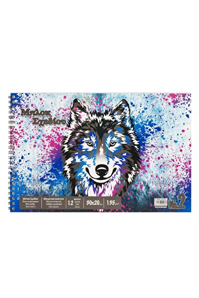 OEM Μπλοκ Σχεδίου Αρ.2 με Σπιράλ Εξώφυλλο Wolf 30x20εκ. - 12Φύλλα