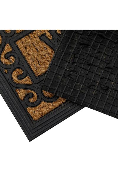 OEM Covoras - Pres Treapta Intrare Maro cu Model Grilaj & Mesaj „Welcome” 60x25cm