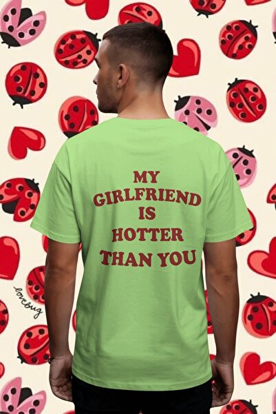 Ninkasiwear "My Girlfriend Is Hotter" Written Lover Unisex Oversize 24/1 Cott...