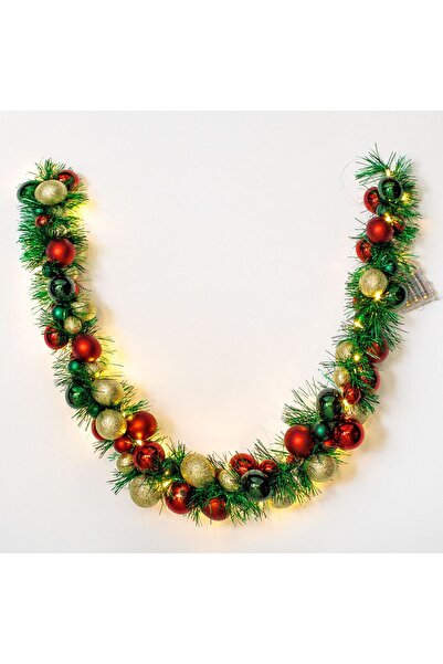 OEM Ghirlanda Decorativa de Craciun Verde cu Globuri Tinsel & 30 de Becuri LE...