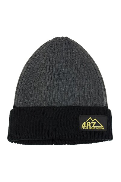 OEM Ανθρακί γκρι σκούφος με μαύρο-κίτρινο βινιέτα και μαύρο περίγραμμα για πα...