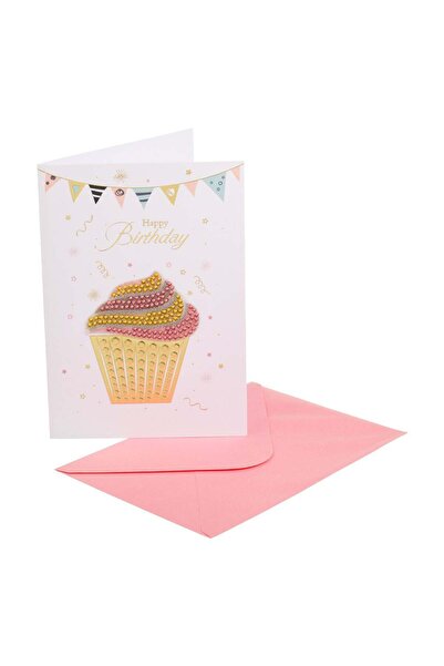 OEM Κάρτα γενεθλίων με τρισδιάστατο cupcake και χρυσό τυπωμένο  "Χρόνια Πολλά...