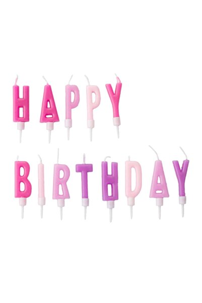 OEM Happy Birthday Lilac Pink Ficsia Birthday Candles - 13pcs