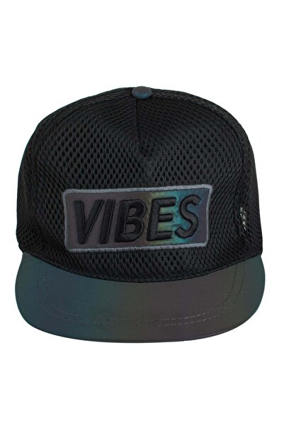 OEM Μαύρο διχτυωτό καπέλο με κεντημένο  "Vibes " για παιδιά