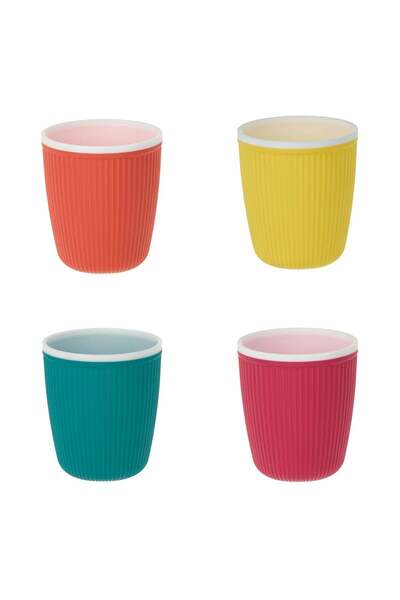 OEM Set of Plastic Glasses of Different Colors with Striped Pattern 400ml - 4pcs